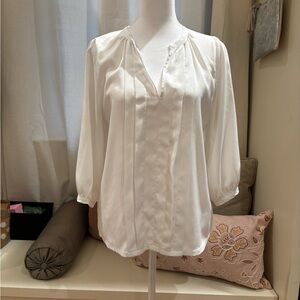 Glam White V-Neck Blouse
